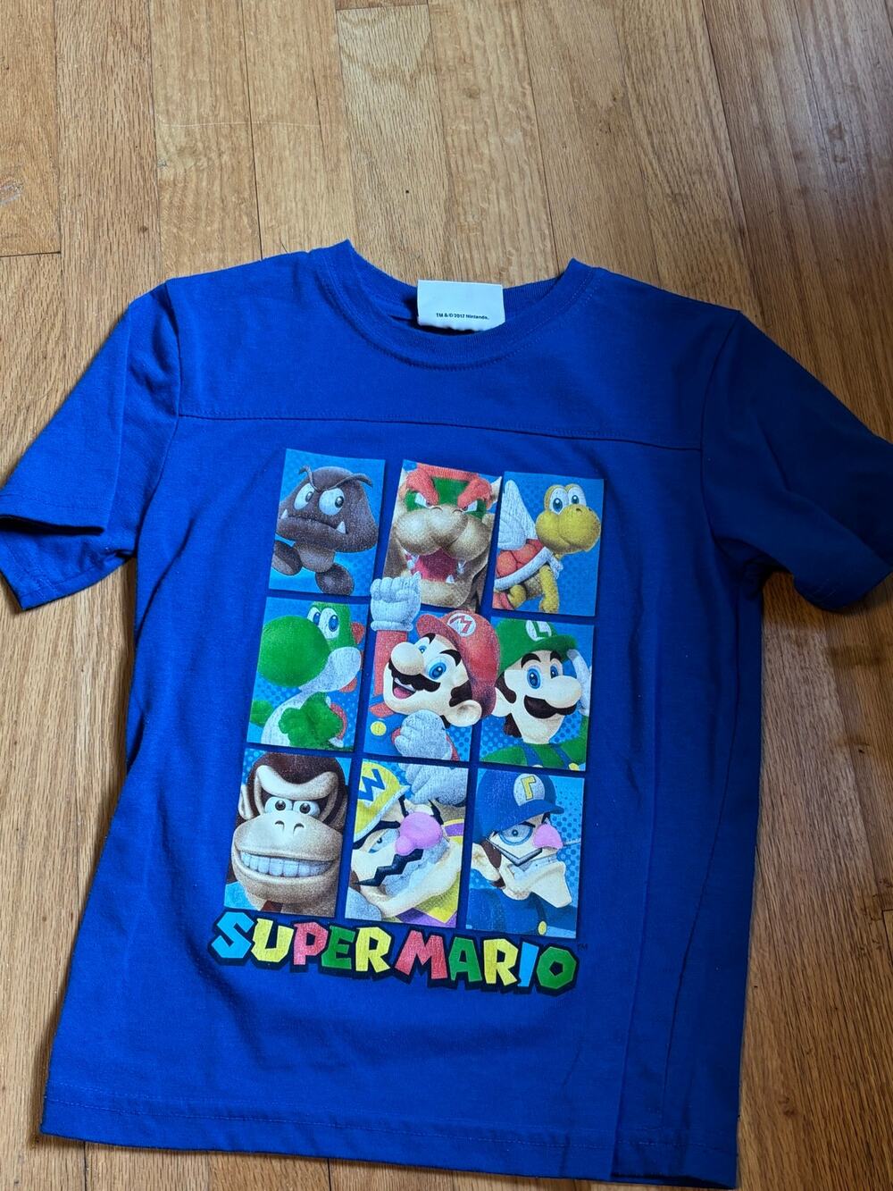 Super Mario Kids Graphic Tee - Blue Character Grid, Size 5/6
